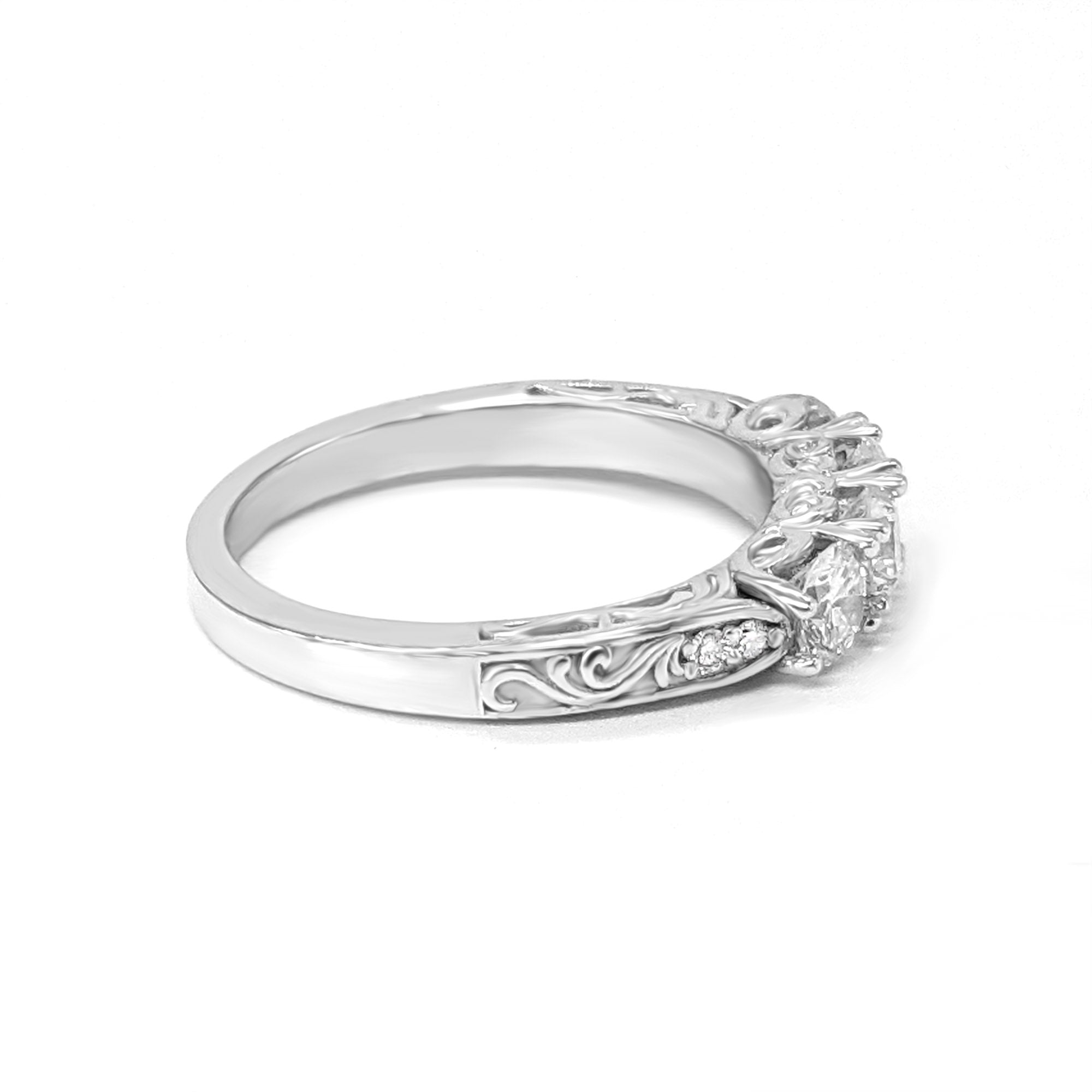 Vintage Inspired 1.0 ct. Diamond Wedding Band Four Stone-VIRABYANI